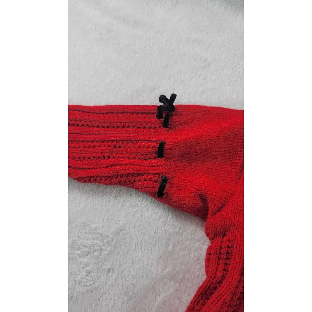 Vintage Scottish Terrier Dog Sweater Red Black Ribbon Bows Appliques 18 Months